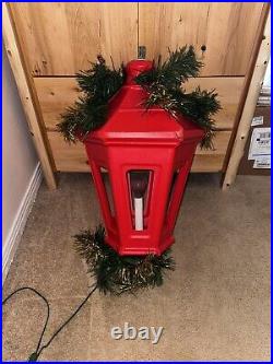 Vintage Municipal Christmas Decoration Lantern Lighted Red Blow Mold