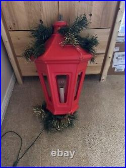 Vintage Municipal Christmas Decoration Lantern Lighted Red Blow Mold