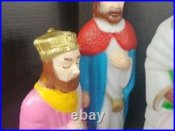 Vintage Nativity Blow Mold 12 Piece Table Top Set Lighted Christmas Empire