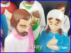 Vintage Nativity Blow Mold 12 Piece Table Top Set Lighted Christmas Empire