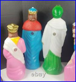 Vintage Nativity Blow Mold 12 Piece Table Top Set Lighted Christmas Empire