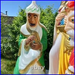 Vintage Nativity Wisemen 3 Kings Blow Mold Set General Foam Plastics