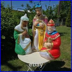 Vintage Nativity Wisemen 3 Kings Blow Mold Set General Foam Plastics