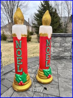 Vintage Noel Gemmy Christmas Candle Blow Mold 43 Tall Lighted Decor set Of 2