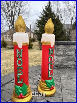 Vintage Noel Gemmy Christmas Candle Blow Mold 43 Tall Lighted Decor set Of 2