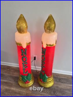 Vintage Noel Gemmy Christmas Candle Blow Mold 43 Tall Lighted Decor set Of 2