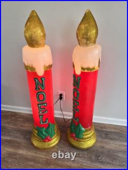 Vintage Noel Gemmy Christmas Candle Blow Mold 43 Tall Lighted Decor set Of 2