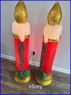 Vintage Noel Gemmy Christmas Candle Blow Mold 43 Tall Lighted Decor set Of 2