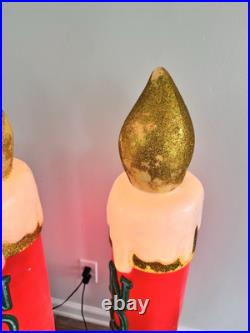 Vintage Noel Gemmy Christmas Candle Blow Mold 43 Tall Lighted Decor set Of 2