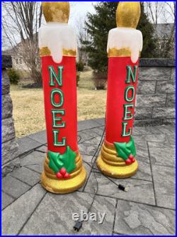 Vintage Noel Gemmy Christmas Candle Blow Mold 43 Tall Lighted Decor set Of 2