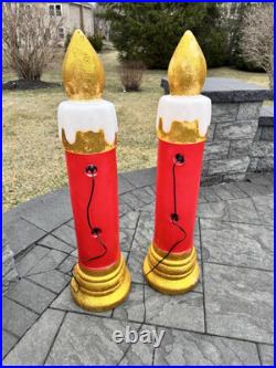 Vintage Noel Gemmy Christmas Candle Blow Mold 43 Tall Lighted Decor set Of 2