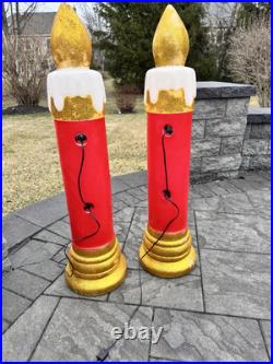 Vintage Noel Gemmy Christmas Candle Blow Mold 43 Tall Lighted Decor set Of 2