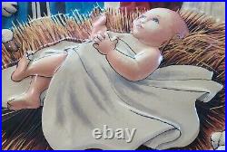 Vintage Noma Decor Lite Christmas Nativity Plastic Celluloid Blow Mold Light Up