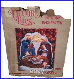 Vintage Noma Decor Lite Christmas Nativity Plastic Celluloid Blow Mold Light Up