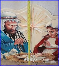 Vintage Noma Decor Lite Christmas Nativity Plastic Celluloid Blow Mold Light Up