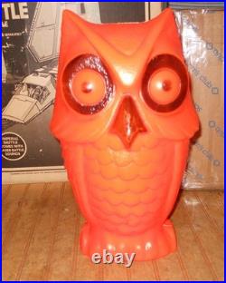 Vintage Orange and Black 13 1/2 Blow Mold Halloween OWL withLight