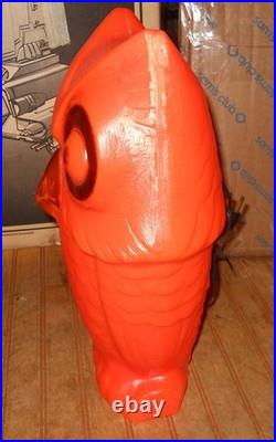 Vintage Orange and Black 13 1/2 Blow Mold Halloween OWL withLight