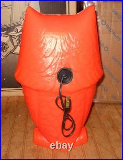 Vintage Orange and Black 13 1/2 Blow Mold Halloween OWL withLight