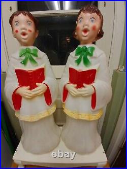 Vintage PAIR EMPIRE CHRISTMAS HOLIDAY BLOW MOLDS 30 Choir Boy Girl Carolers