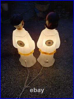 Vintage PAIR EMPIRE CHRISTMAS HOLIDAY BLOW MOLDS 30 Choir Boy Girl Carolers