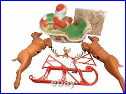 Vintage POLORON Santa 18 Sleigh with 2 Reindeer Christmas Blow Mold C-87-1 READ