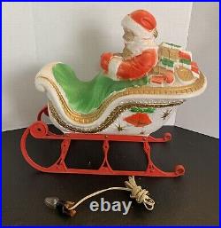 Vintage POLORON Santa 18 Sleigh with 2 Reindeer Christmas Blow Mold C-87-1 READ