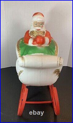 Vintage POLORON Santa 18 Sleigh with 2 Reindeer Christmas Blow Mold C-87-1 READ