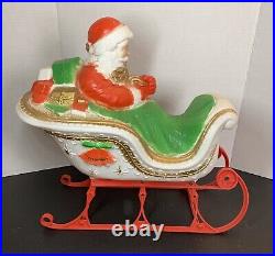 Vintage POLORON Santa 18 Sleigh with 2 Reindeer Christmas Blow Mold C-87-1 READ