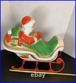 Vintage POLORON Santa 18 Sleigh with 2 Reindeer Christmas Blow Mold C-87-1 READ