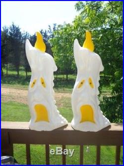 Vintage Pair Melting Ghost Two Sided Halloween Lighted Blow Mold Outdoor Yard De