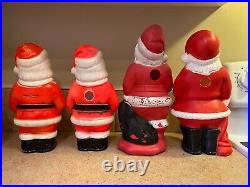 Vintage Plastic Blow Mold Christmas 14 13 12 12 Santa Claus 4 Lot Table Top