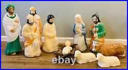 Vintage Poloron 11 Piece Nativity Blow Mold Set No Lights Or Cords