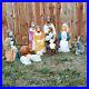 Vintage Poloron Blow Mold 11 Piece Nativity Set Wood Manger Light Tested Working
