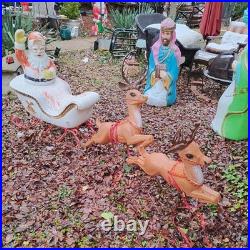Vintage Poloron Christmas Santa Claus Sleigh Reindeer Blow Mold 34