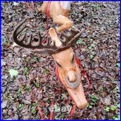 Vintage Poloron Christmas Santa Claus Sleigh Reindeer Blow Mold 34