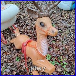 Vintage Poloron Christmas Santa Claus Sleigh Reindeer Blow Mold 34