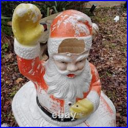 Vintage Poloron Christmas Santa Claus Sleigh Reindeer Blow Mold 34