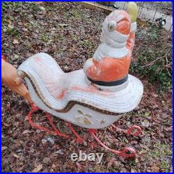 Vintage Poloron Christmas Santa Claus Sleigh Reindeer Blow Mold 34