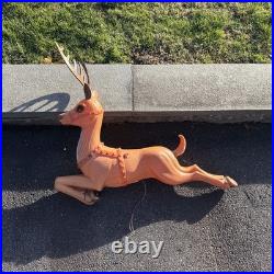 Vintage Poloron Christmas Santa Claus Sleigh Reindeer Blow Mold 36