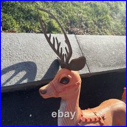 Vintage Poloron Christmas Santa Claus Sleigh Reindeer Blow Mold 36