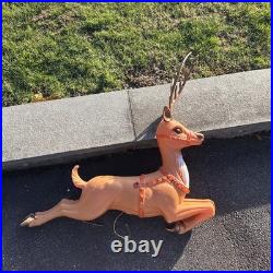 Vintage Poloron Christmas Santa Claus Sleigh Reindeer Blow Mold 36