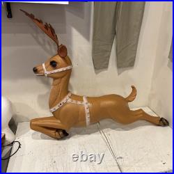 Vintage Poloron Christmas Santa Claus Sleigh Reindeer Blow Mold 36