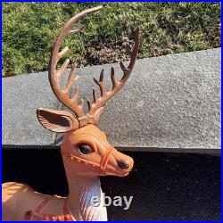 Vintage Poloron Christmas Santa Claus Sleigh Reindeer Blow Mold 36