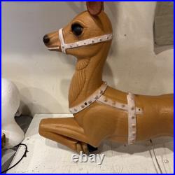 Vintage Poloron Christmas Santa Claus Sleigh Reindeer Blow Mold 36