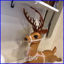 Vintage Poloron Christmas Santa Claus Sleigh Reindeer Blow Mold 36
