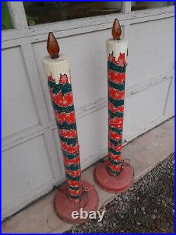 Vintage Poloron Giant Holiday Christmas Tin Litho Candles 44 Tall #462 Working