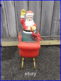Vintage Poloron Santa Sleigh Blow Mold Light Christmas Lawn Display