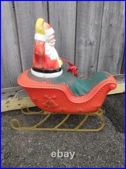 Vintage Poloron Santa Sleigh Blow Mold Light Christmas Lawn Display
