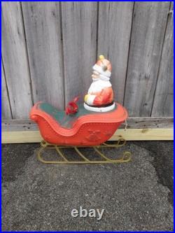 Vintage Poloron Santa Sleigh Blow Mold Light Christmas Lawn Display