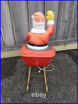 Vintage Poloron Santa Sleigh Blow Mold Light Christmas Lawn Display